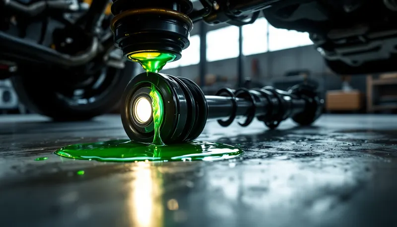 Hydraulic fluid leaking from an ABC suspension strut on a Mercedes-Benz