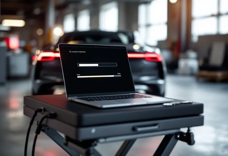 Control unit coding in progress through a pass-through interface on a Mercedes-Benz in Dallas